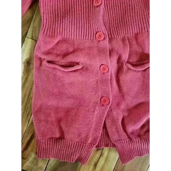Mali Kids Girls Size 8 Sweater cardigan Length Red Knit Button Up Autumn - Picture 5 of 5